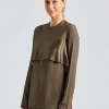 Satin-Sash Crepe Top Bay Leaf