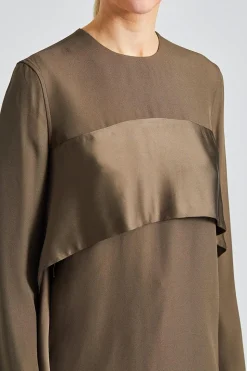 Satin-Sash Crepe Top Bay Leaf