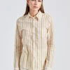 Seersucker Stripe Shirt Chalk White Caramel