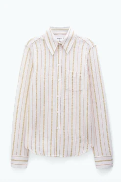 Seersucker Stripe Shirt Chalk White Caramel