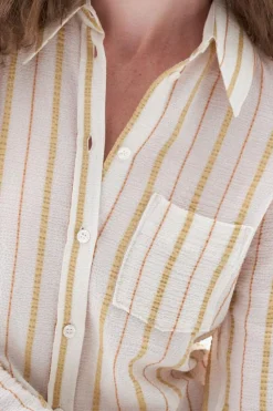 Seersucker Stripe Shirt Chalk White Caramel