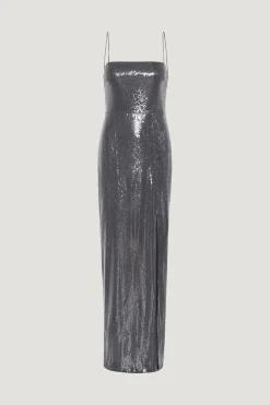 Sequin Maxi Slit Dress Black