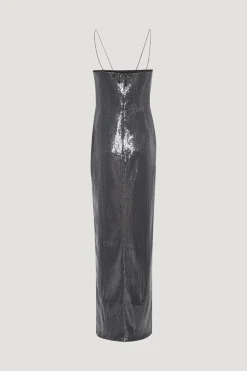 Sequin Maxi Slit Dress Black