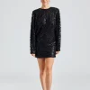 Sequins Low Back Dress Black Comb