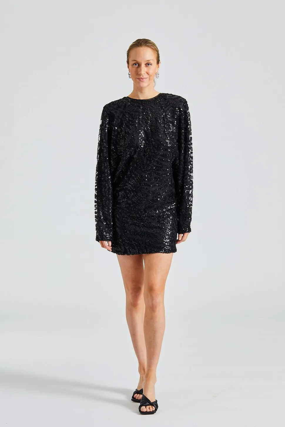 Sequins Low Back Dress Black Comb