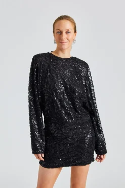 Sequins Low Back Dress Black Comb