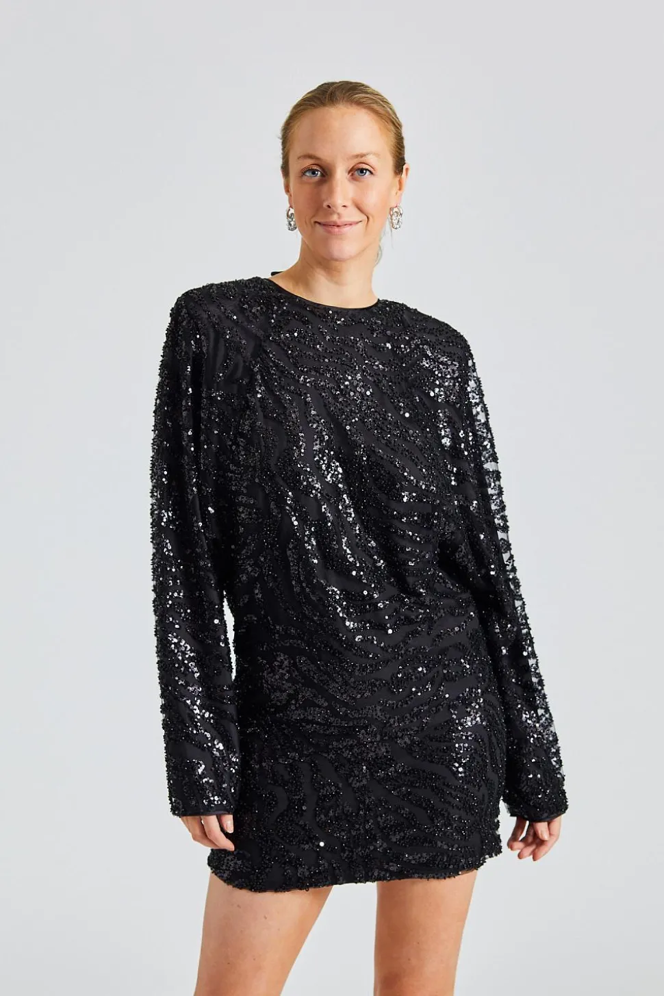 Sequins Low Back Dress Black Comb