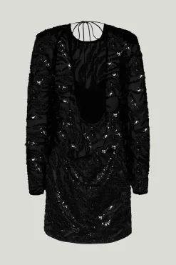 Sequins Low Back Dress Black Comb