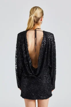 Sequins Low Back Dress Black Comb