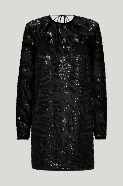 Sequins Low Back Dress Black Comb