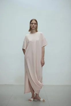 Shanti Draped Jersey Dress Pink