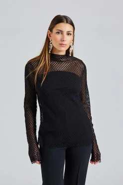Sheer Lace Top Black