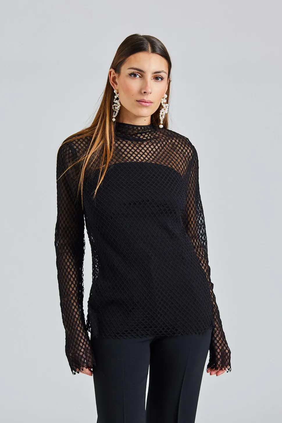 Sheer Lace Top Black