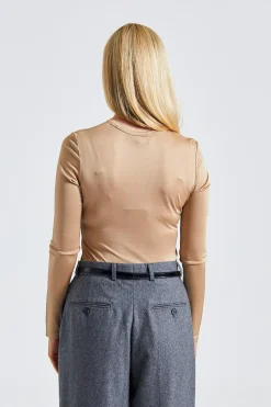 Shiny Longsleeve Top Sand