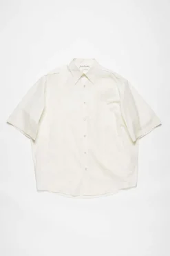 Short Sleeve Button-up Shirt White FN-MN-SHIR000742