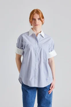 Short Sleeve Shirt Blue/White FN-WN-BLOU001135