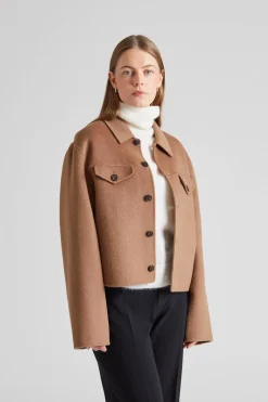 Short Wool Cashmere Jacket Dark Khaki