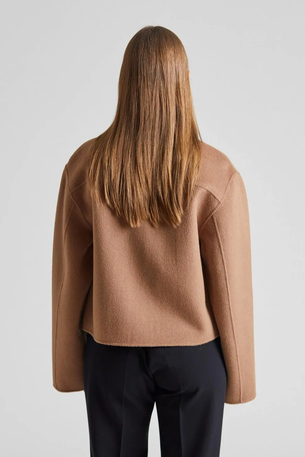 Short Wool Cashmere Jacket Dark Khaki