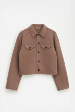 Short Wool Cashmere Jacket Dark Khaki