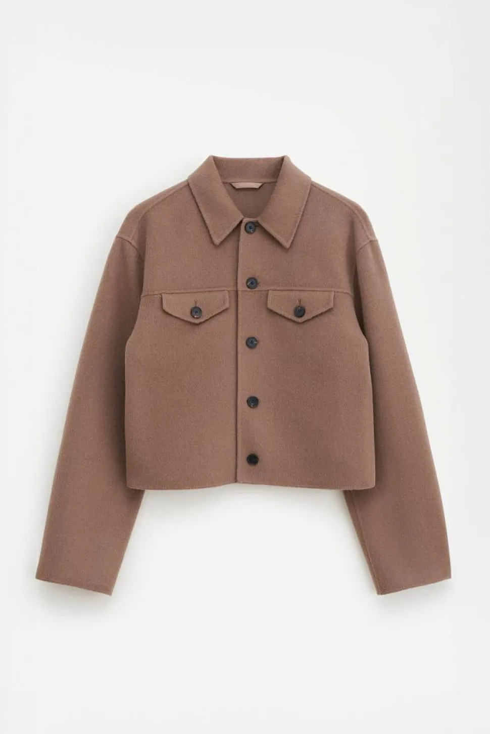Short Wool Cashmere Jacket Dark Khaki
