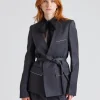 Shrunken Collarless Jacket Charcoal