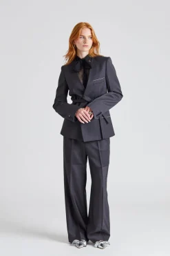 Shrunken Collarless Jacket Charcoal