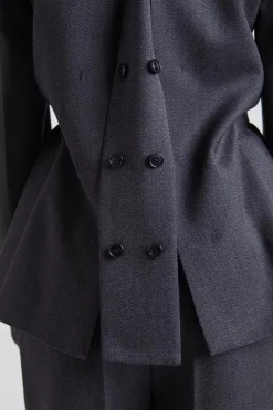 Shrunken Collarless Jacket Charcoal