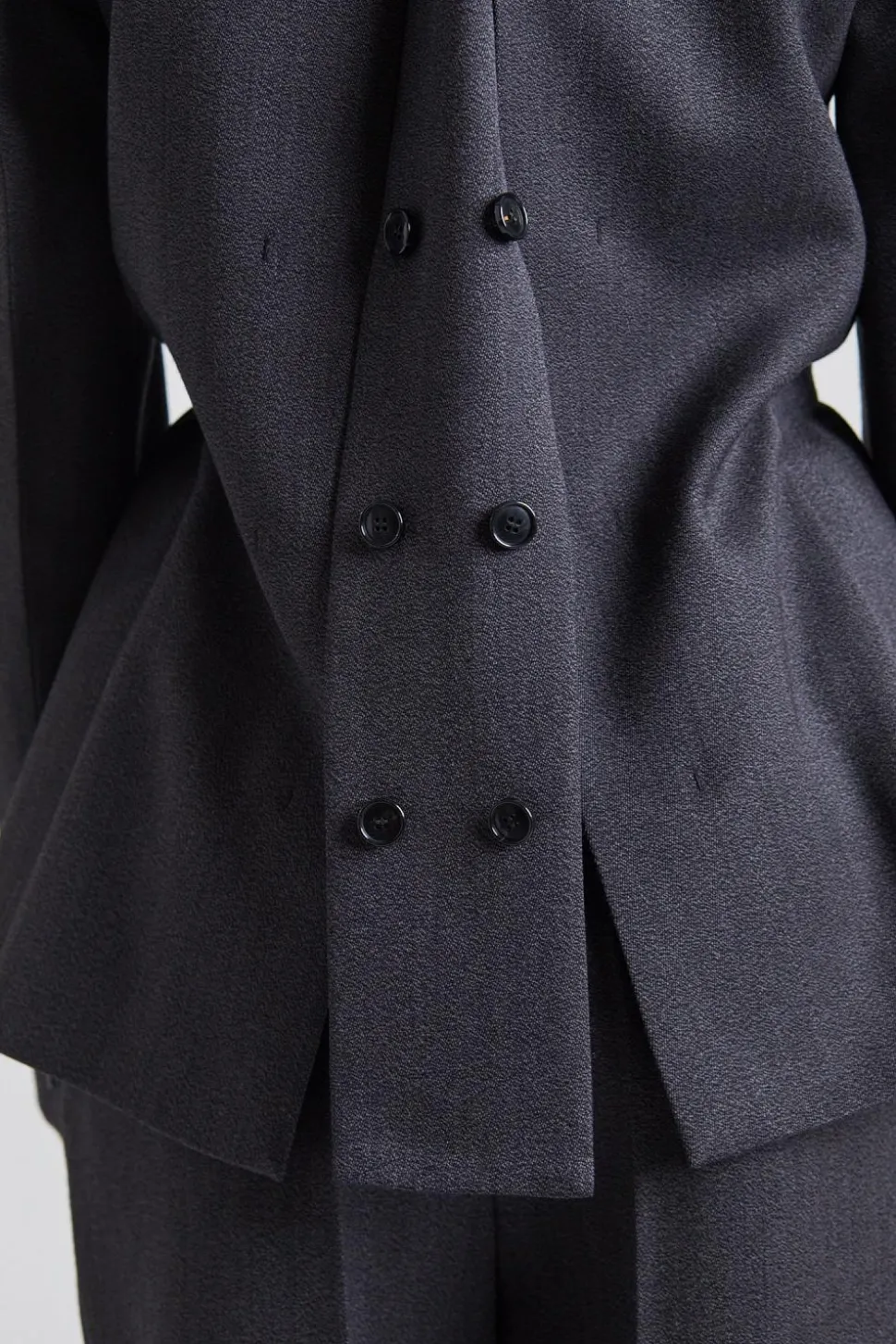 Shrunken Collarless Jacket Charcoal