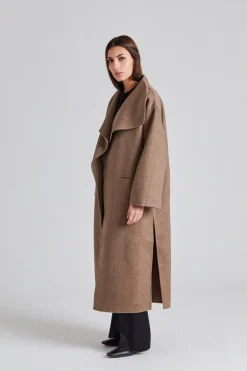 Signature Wool Cashmere Coat Oak Melange
