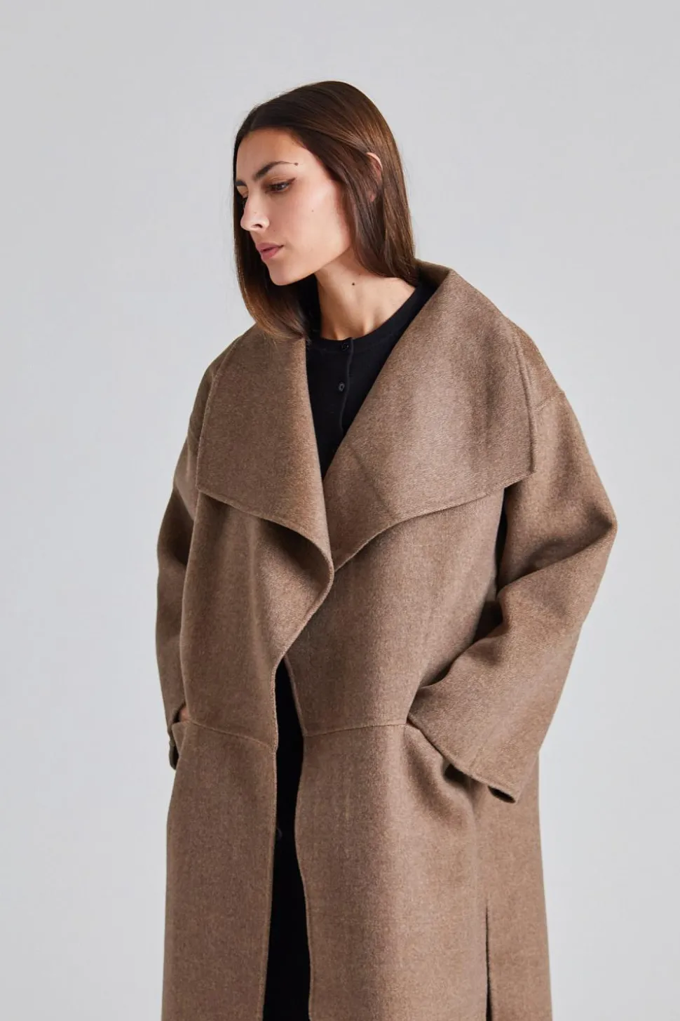 Signature Wool Cashmere Coat Oak Melange