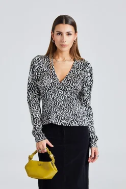 Silk Stretch Satin Blouse Black
