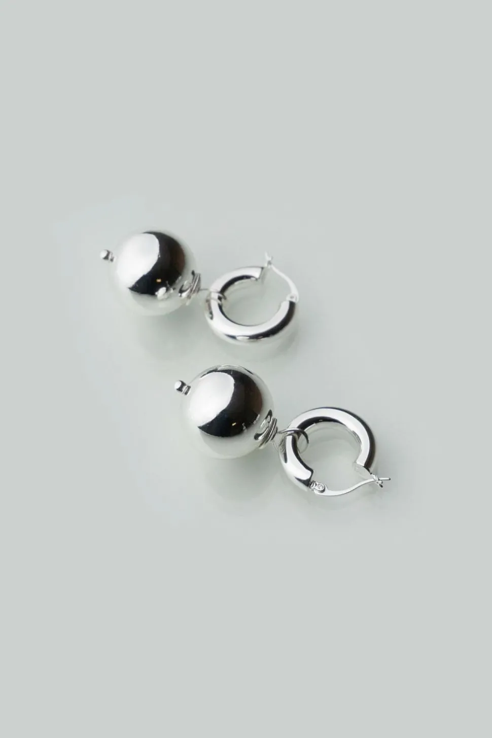 Silver Sphere Hoops