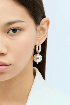 Silver Sphere Hoops
