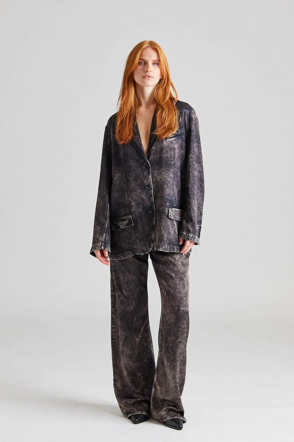 Single Breasted Printed Suit Black/Beige