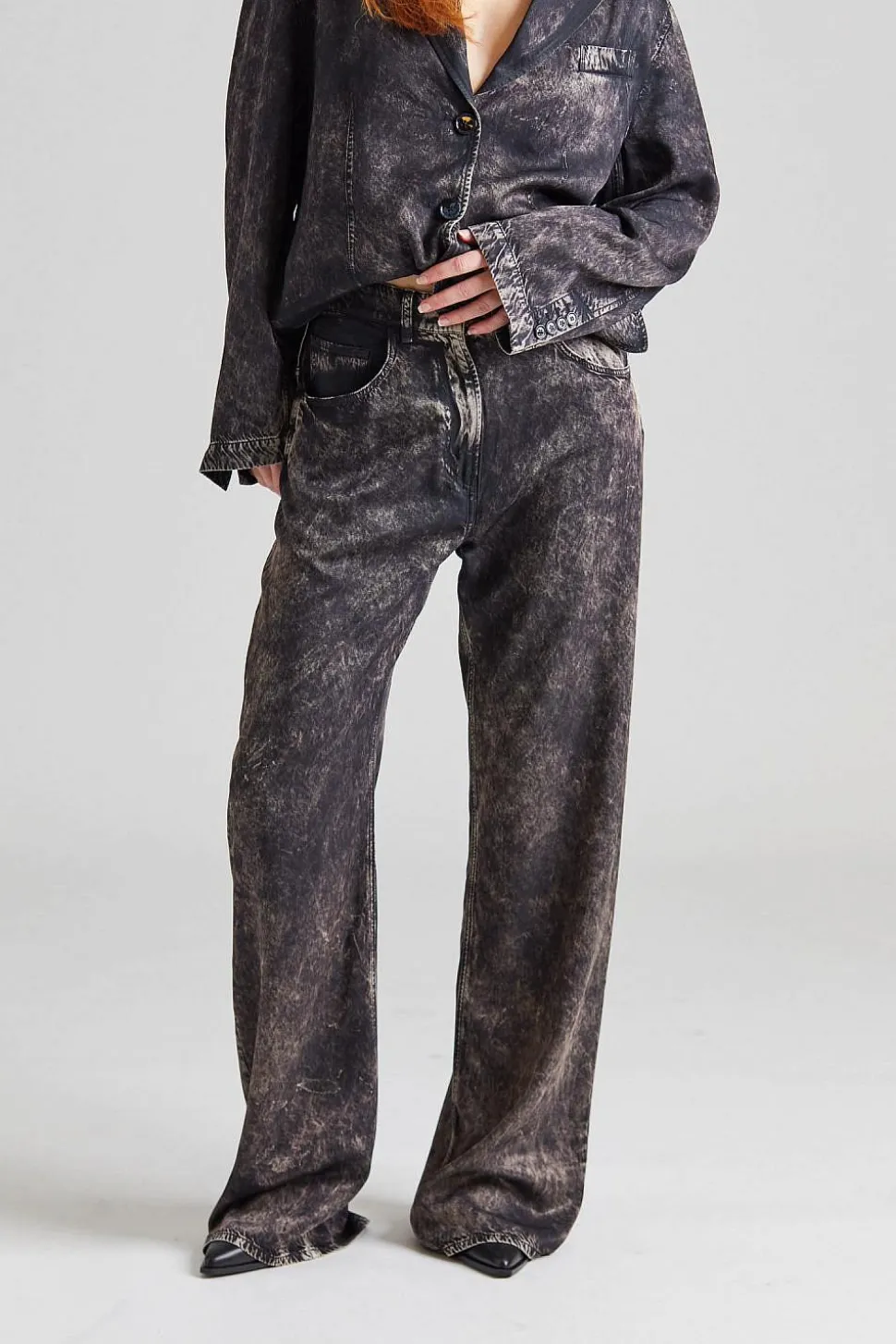 Single Breasted Printed Suit Black/Beige