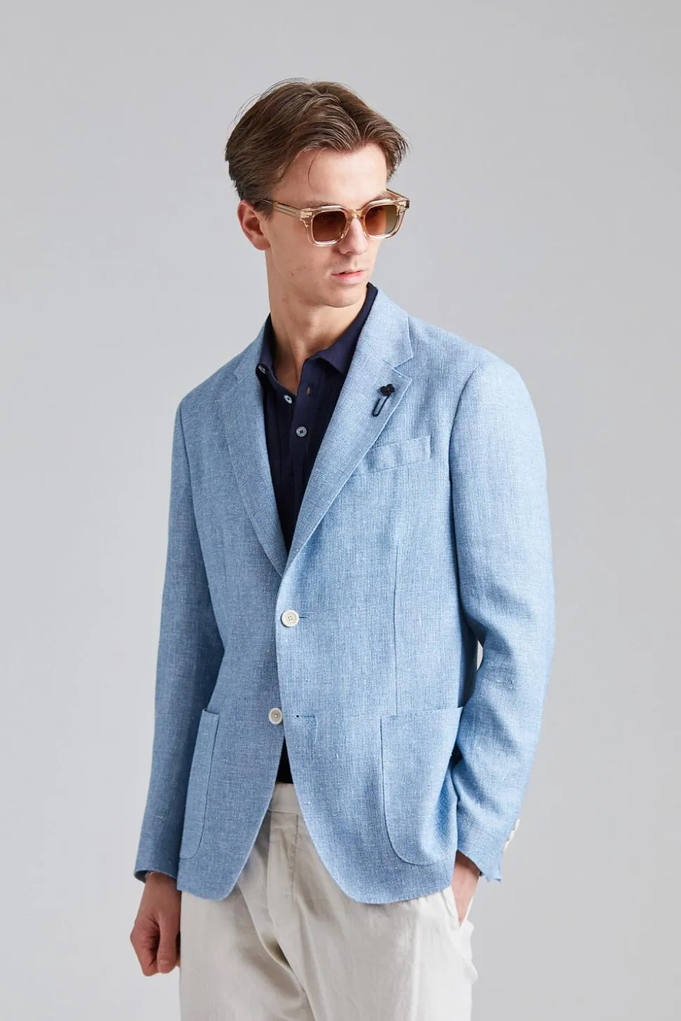 Single Breasted Roma Jacket Light Blue