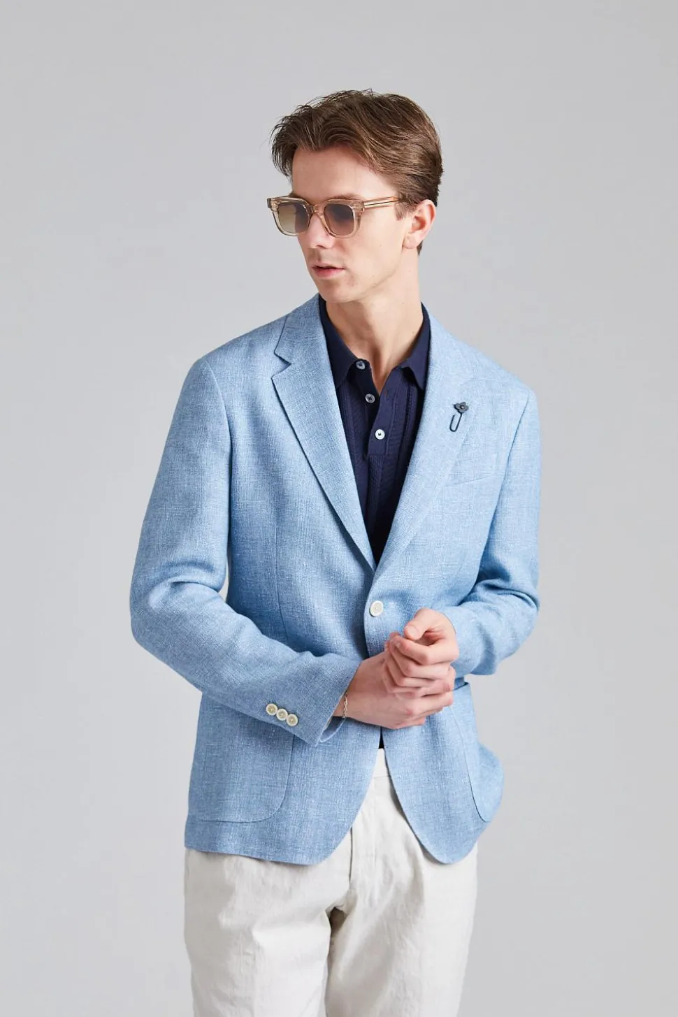 Single Breasted Roma Jacket Light Blue