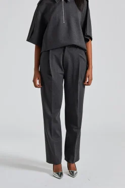 Single Pleat Trouser Steel Grey Melange