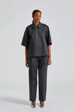 Single Pleat Trouser Steel Grey Melange