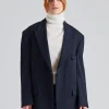 Single-Breasted Suit Jacket Navy Blue FN-WN-SUIT000613