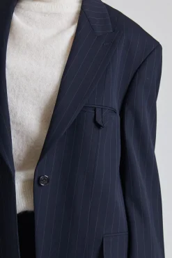Single-Breasted Suit Jacket Navy Blue FN-WN-SUIT000613