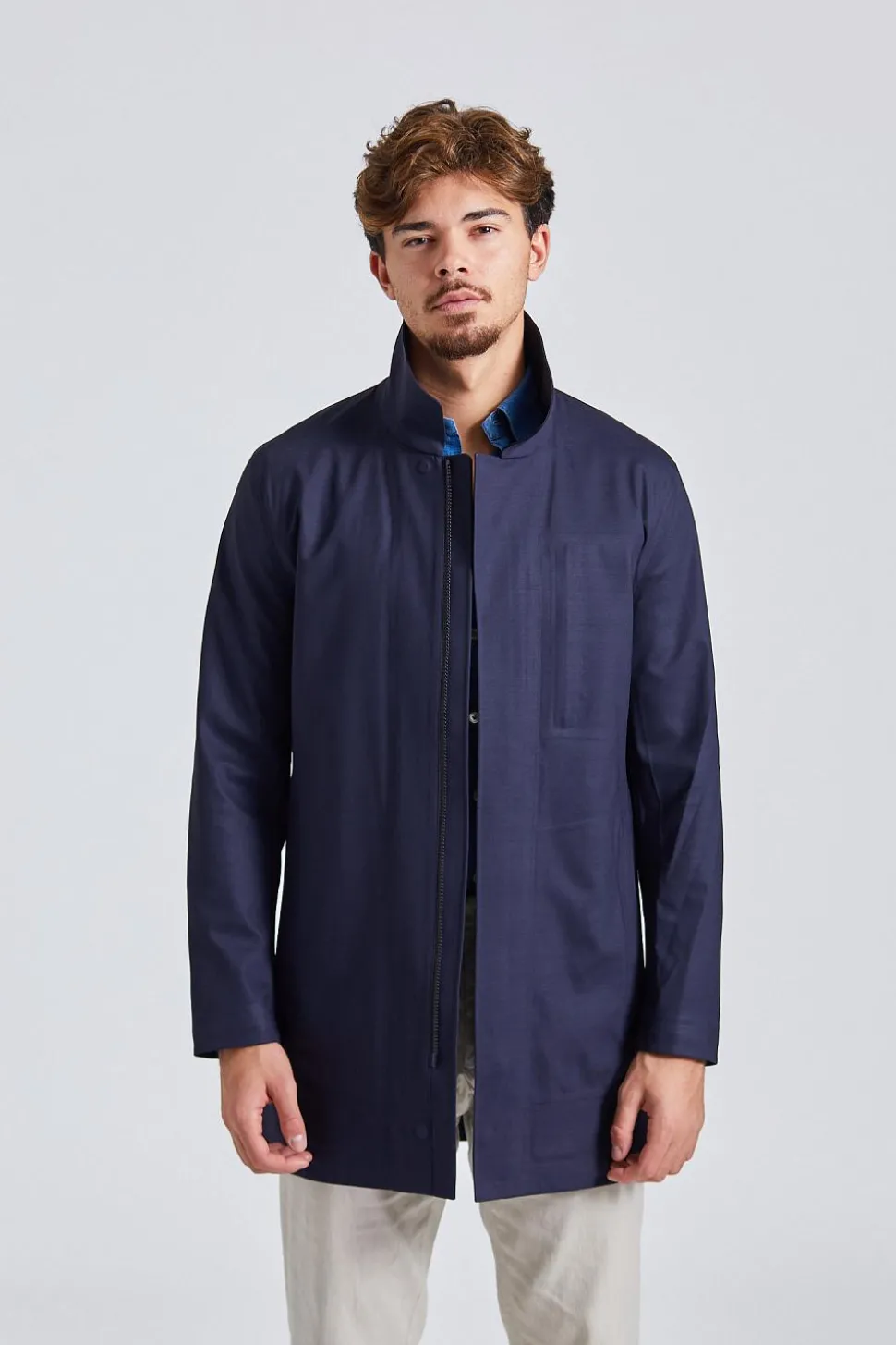 Sky Fall Coat Savile Navy Wool