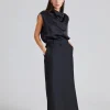 Sleeveless Funnel-neck top Black