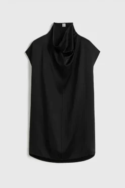 Sleeveless Funnel-neck top Black