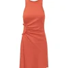 Sleeveless Gather Detail Mini Dress Scarlet