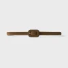 Slim Covered Buckle Suede Belt Brown
