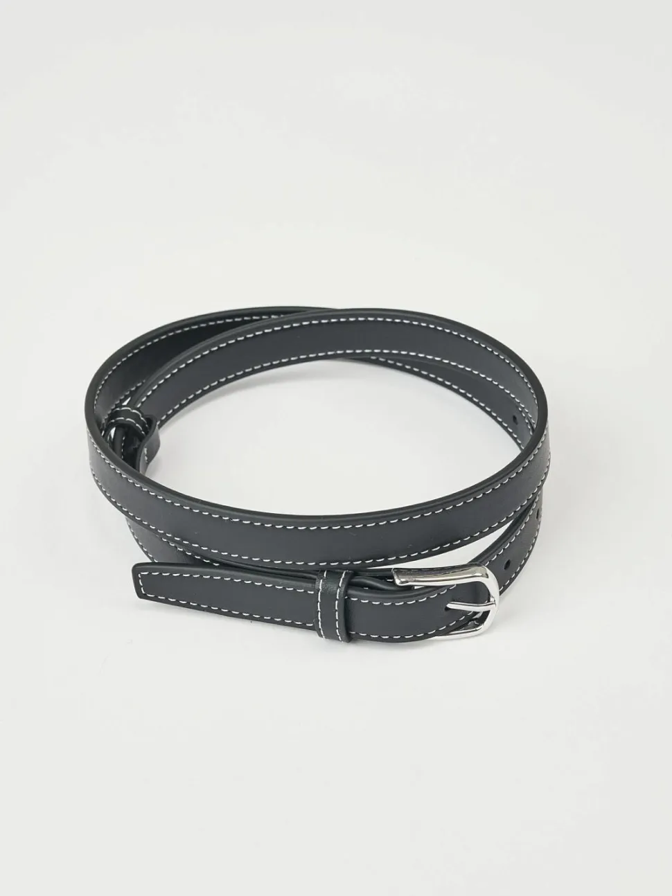 Slim Leather Belt Black
