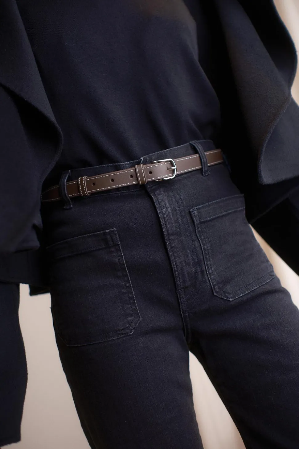 Slim Leather Belt Brown