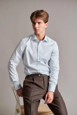 Slimline Blue Striped Twill