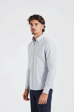 Slimline Casual Blue Stripe Oxford